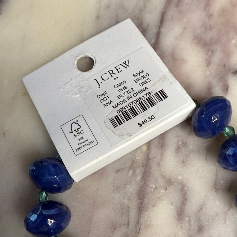 J. Crew Cobalt Blue Faceted Bead Necklace and Bracelet Set - Picture 6 of 7